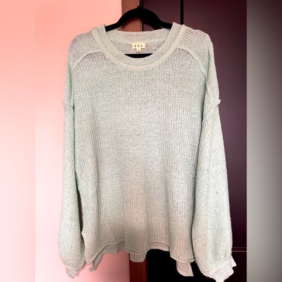 POL brand lightweight sweater, size large but fits to 1XL. Light blue color - Picture 1 of 4